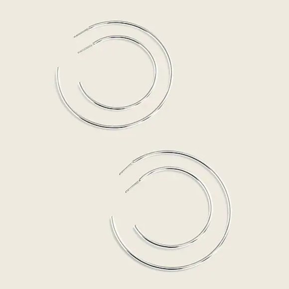 NWT J. Crew Silver Hoop Earrings (2) pair! - Picture 1 of 6
